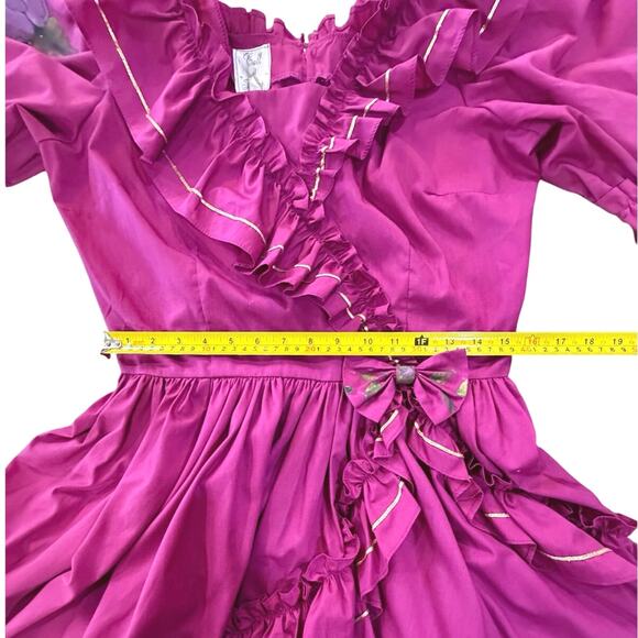 VTG Fancy Square Dance Dress Full Circle Skirt SZ 10 Rockabilly Fairy Victorian - Picture 14 of 16